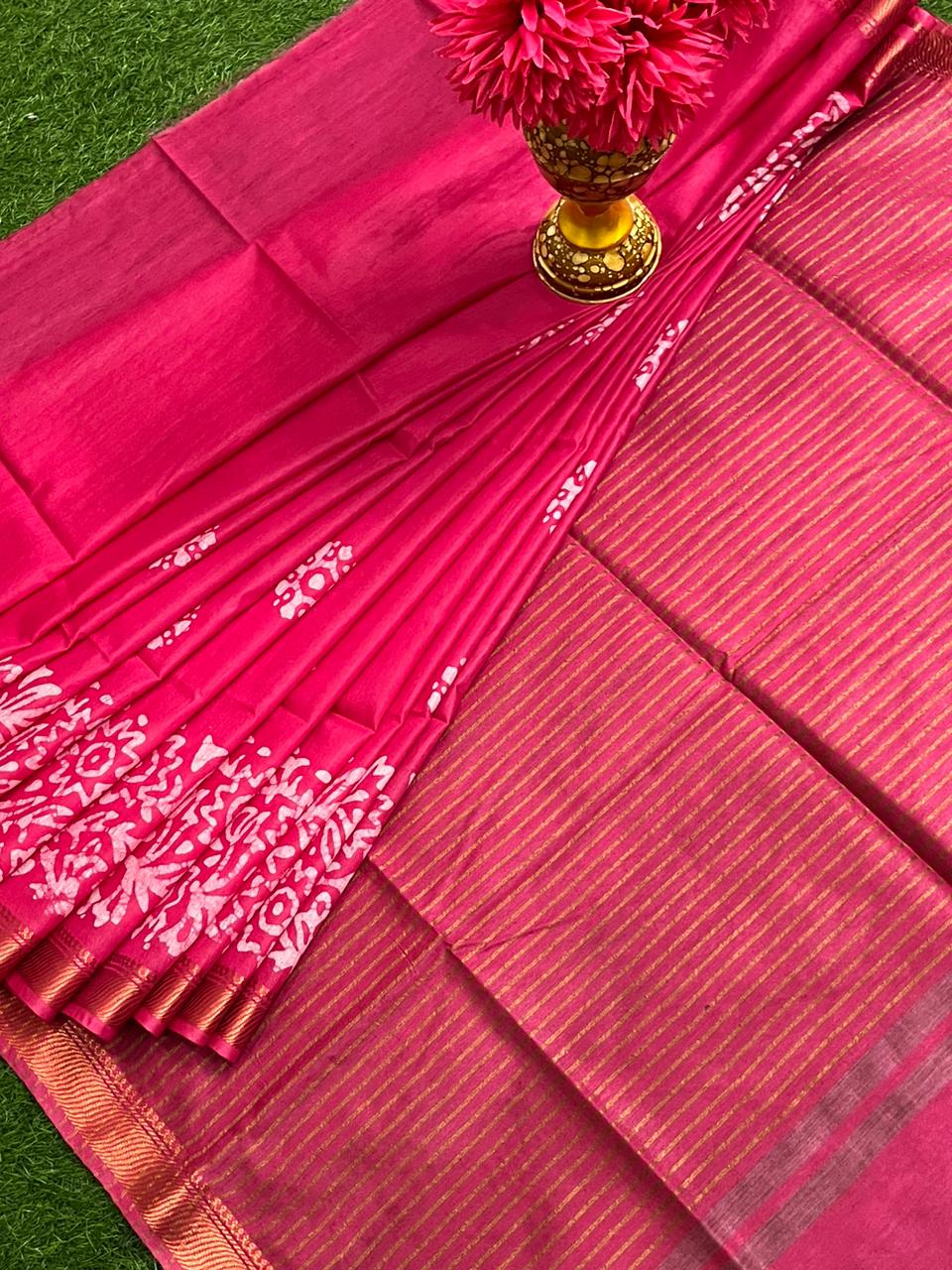 Nirja | KOTA STAPLE BANARSI BORDER SILK SAREE WITH BATIK PRINT