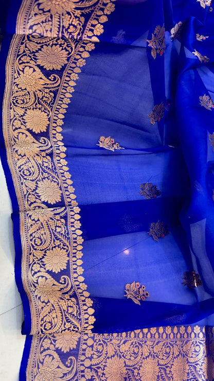 Ansh |  handloom kora organza silk benarasee saree