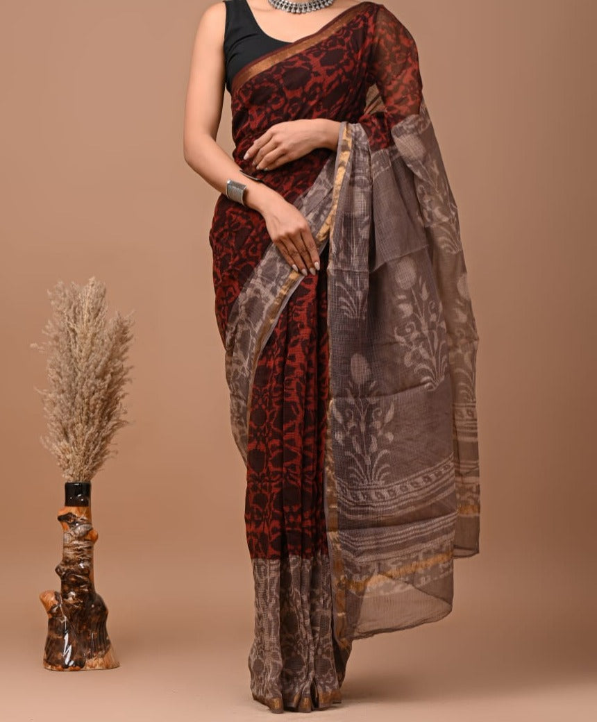 Simansh | block printed by hand on Kota Doria cotton sarees