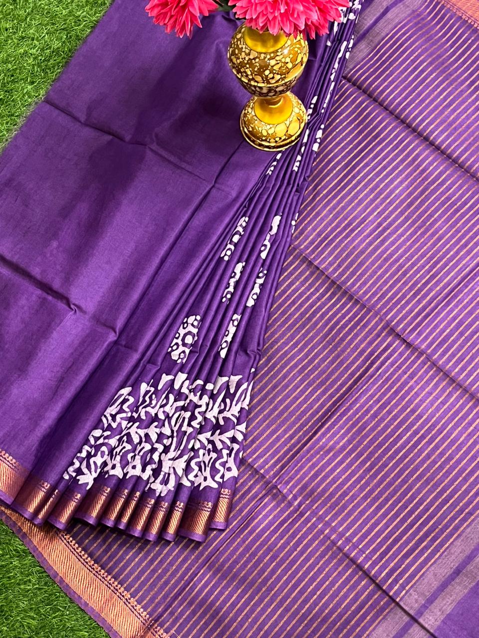 Netra | KOTA STAPLE BANARSI BORDER SILK SAREE WITH BATIK PRINT