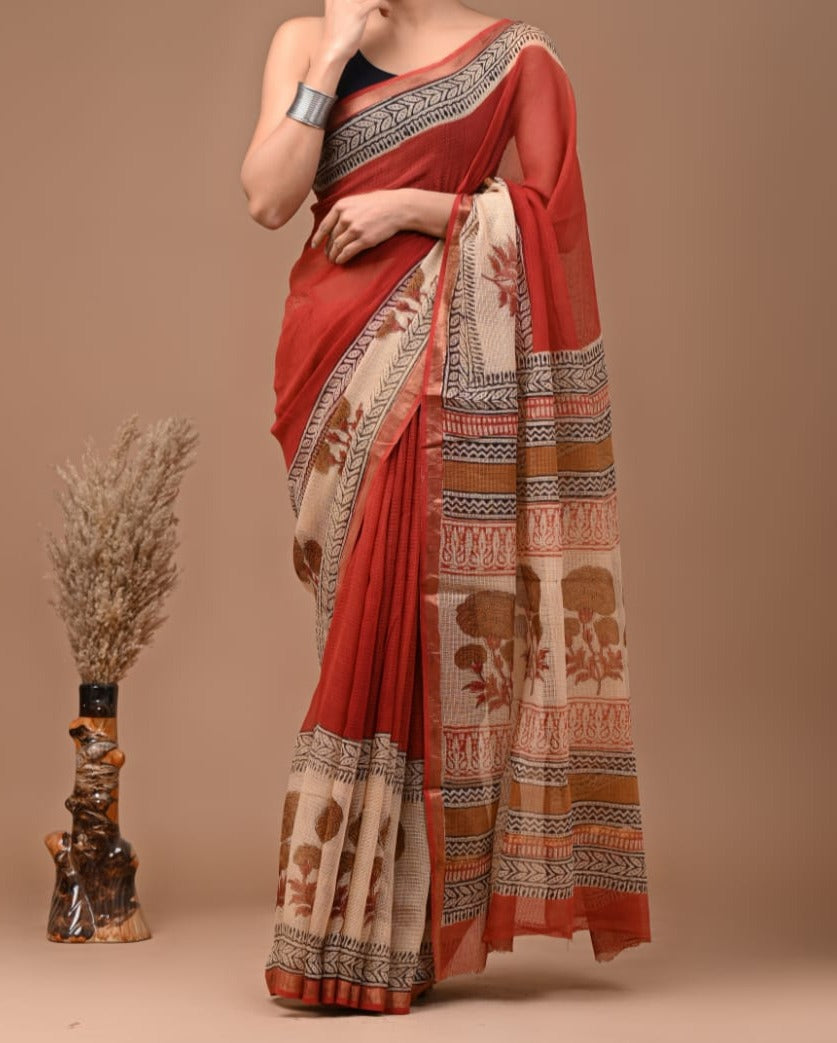 Naksh | block printed by hand on Kota Doria cotton sarees