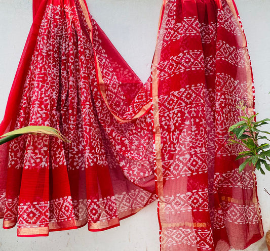 hemanth | block printed by hand on Kota Doria cotton sarees