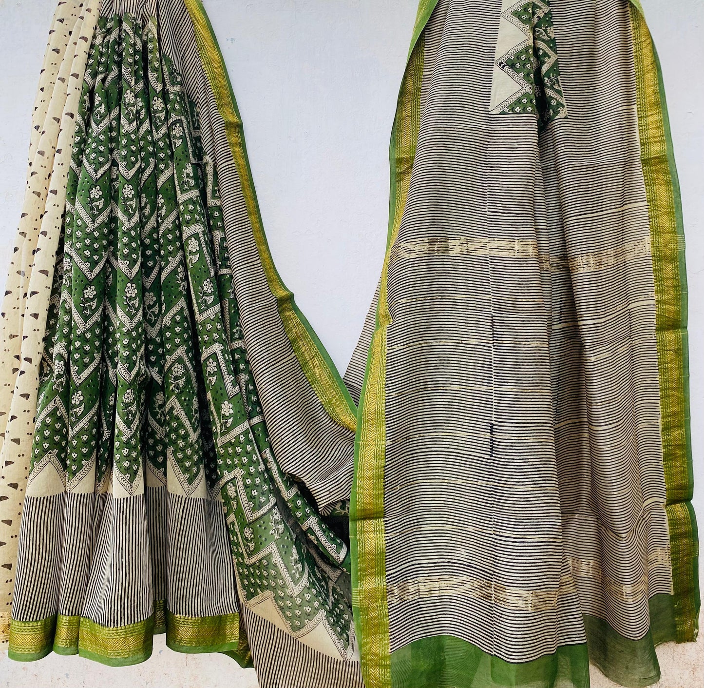 Beena | Block printed Maheshwari Silk Saree