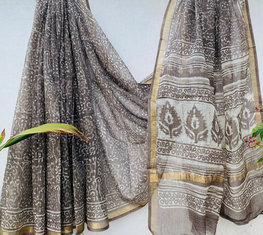 Hemati | block printed by hand on Kota Doria cotton sarees