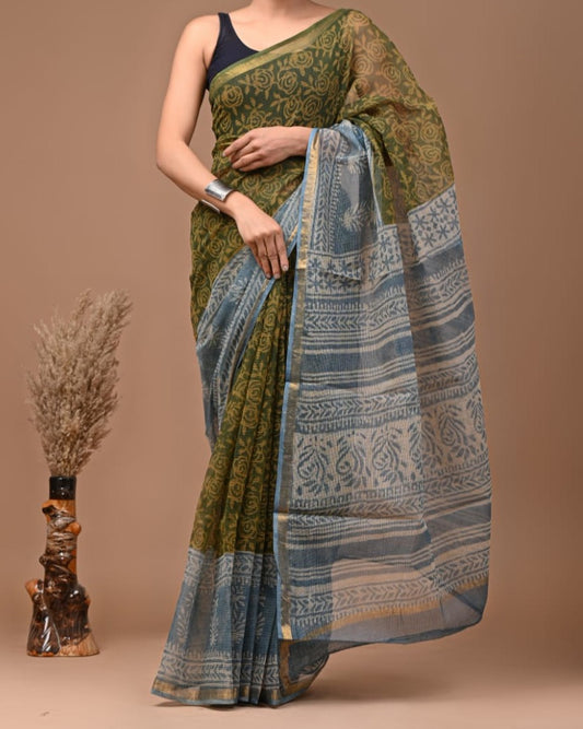 Rajni | block printed by hand on Kota Doria cotton sarees