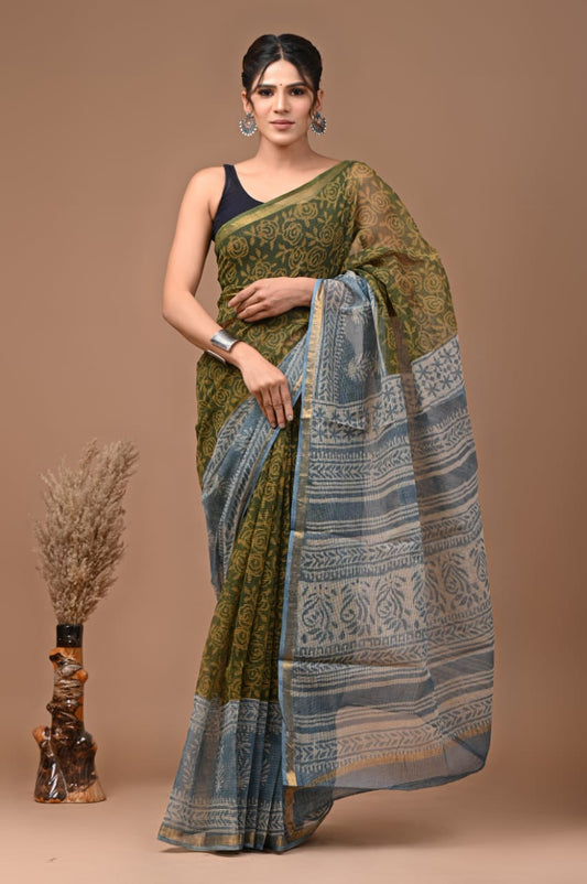 Munmun | Kota Doriya Saree with Bagru Prints