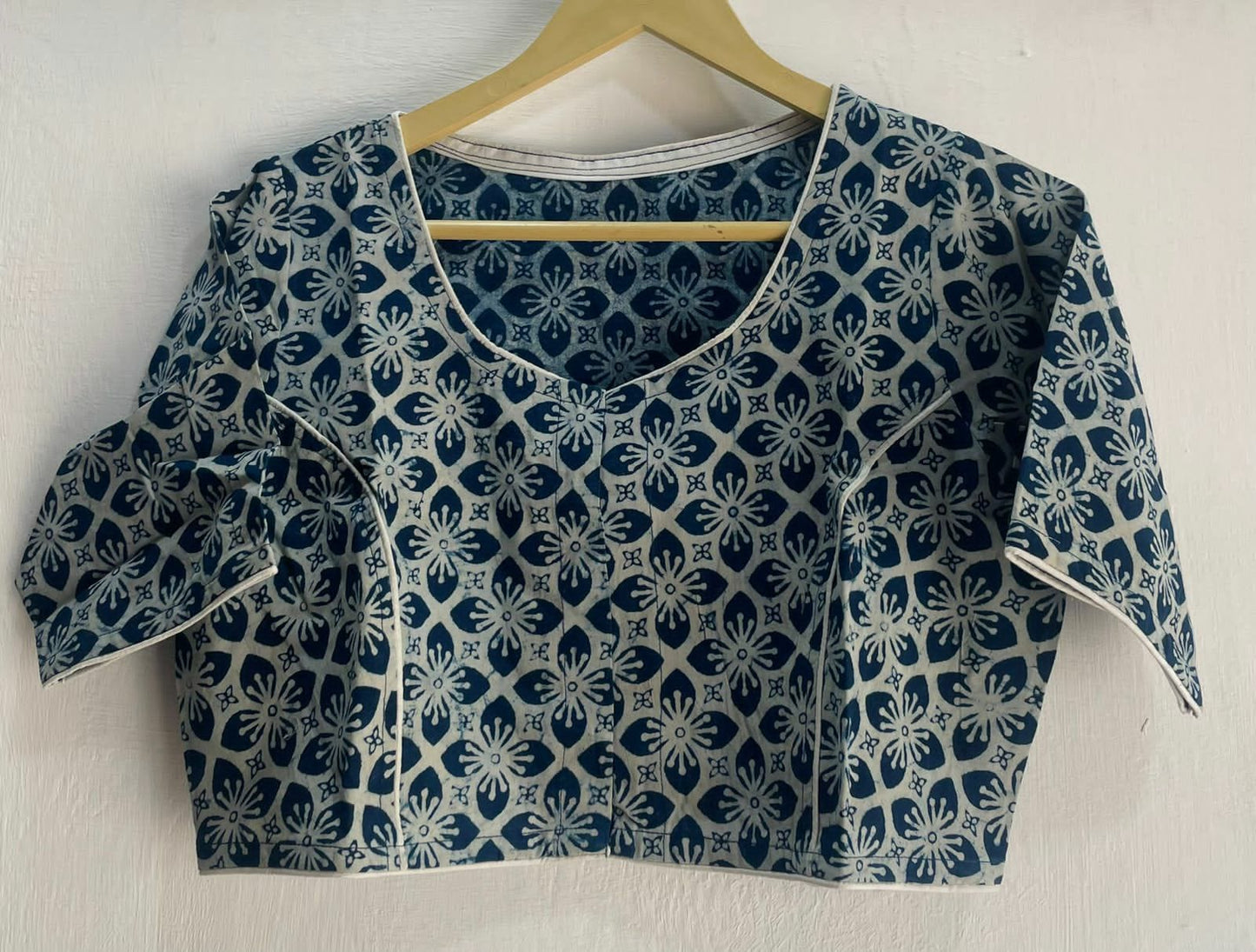 Shamita | Pure Cotton Hand Block Print Boat Neck Blouse