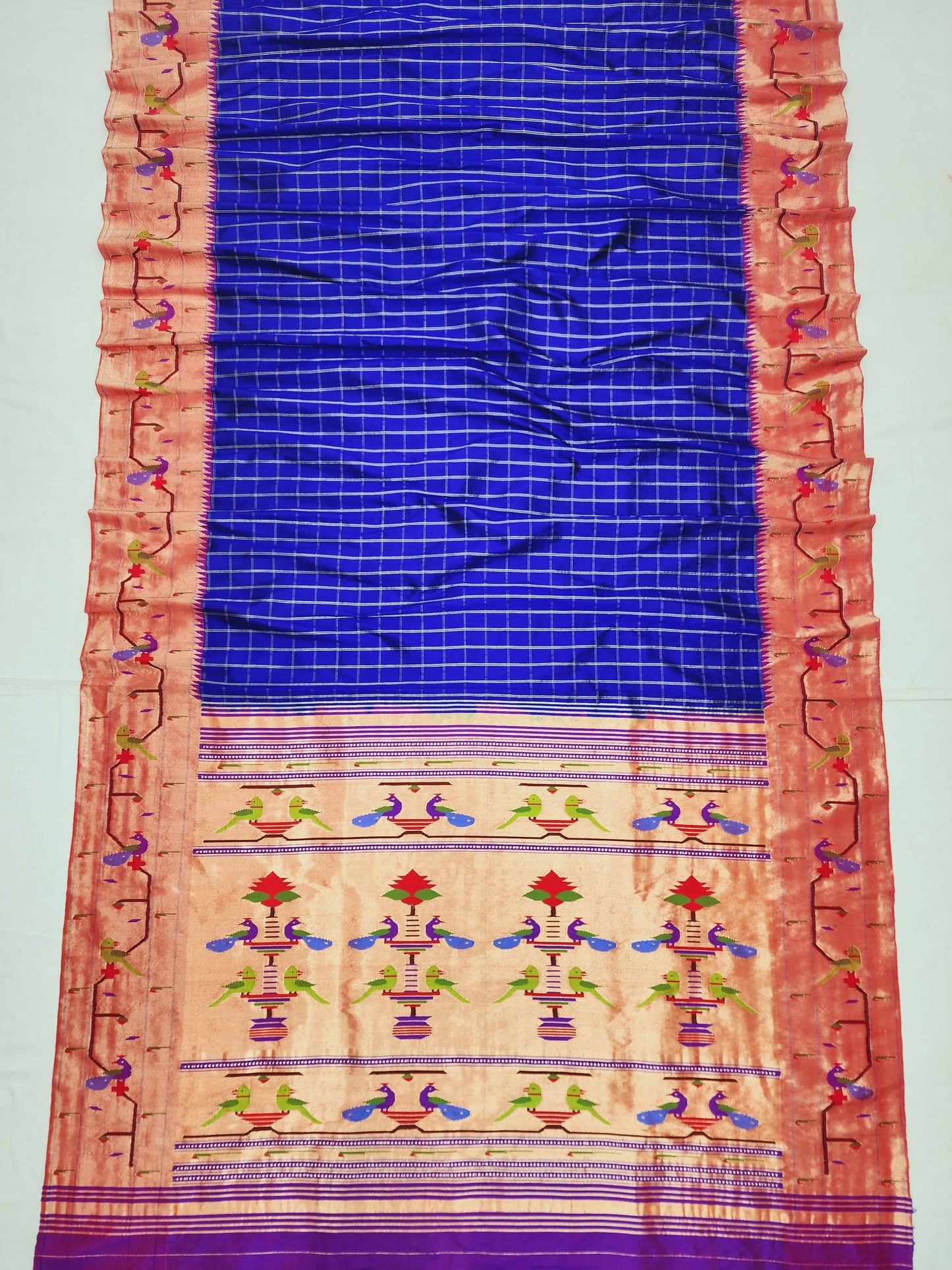 Priyam | Pure silk brocade Paithani saree with peacocks & parrots in border