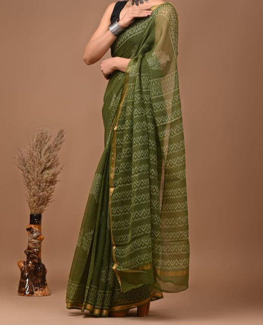 Mahi | block printed by hand on Kota Doria cotton sarees