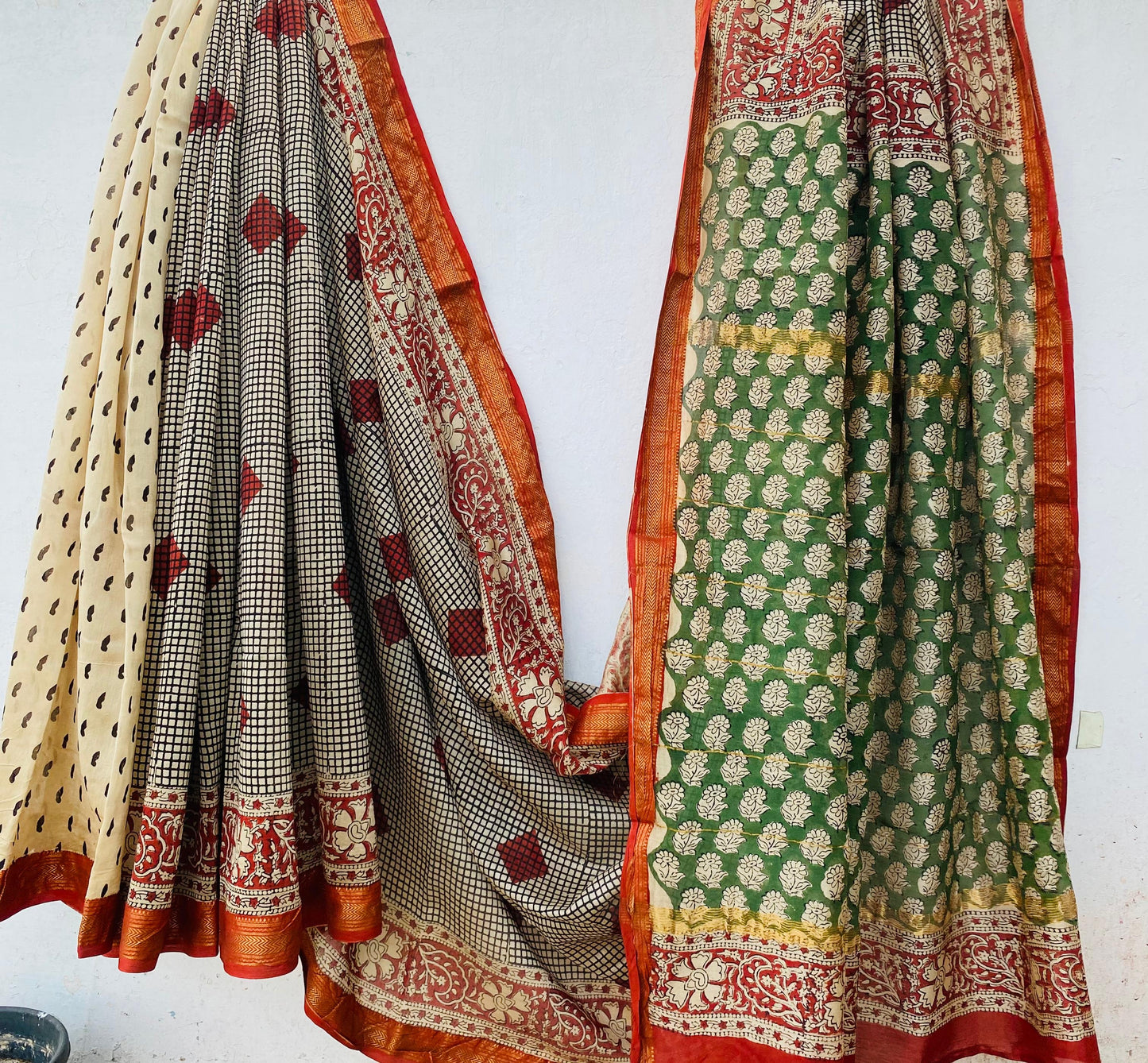 Ashwini | Block printed Maheshwari Silk Saree