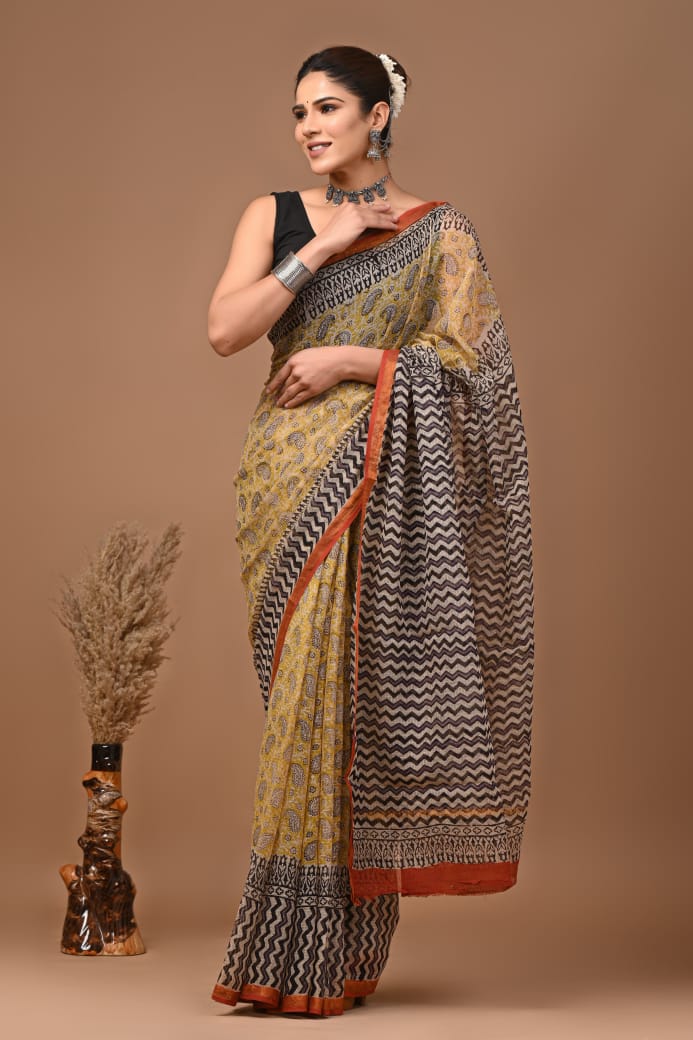 Mithila | Kota Doriya Saree with Bagru Prints