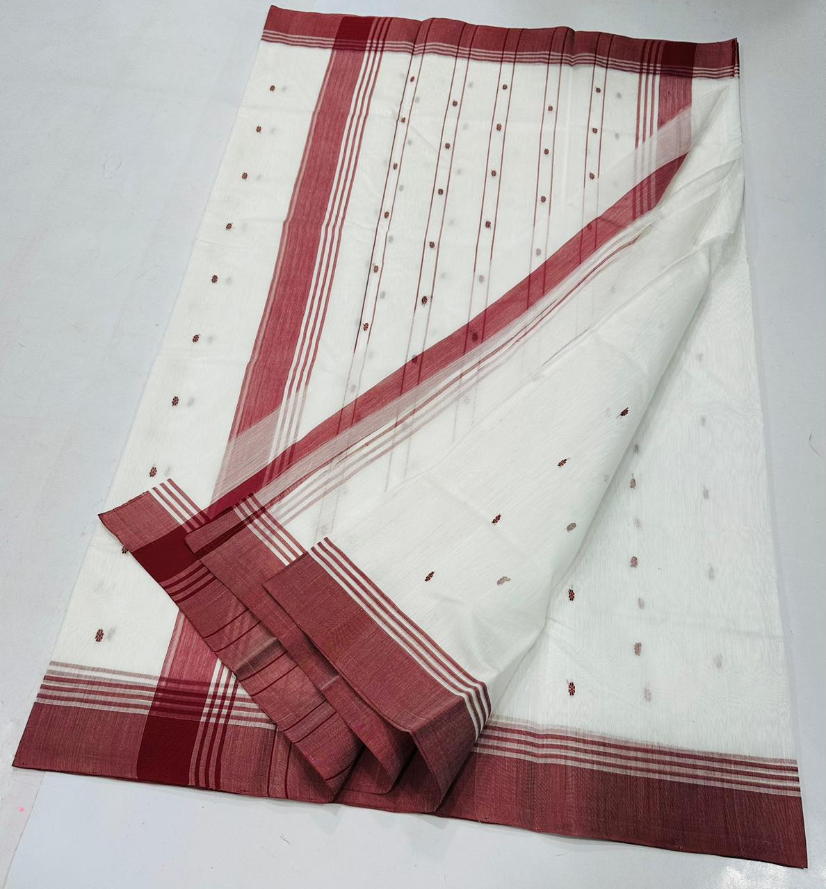 Geetika | Chanderi cotton | white with maroon