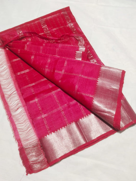 Odika | Pure handloom Mangalagiri pattu by cotton jari checks sarees with running blouse