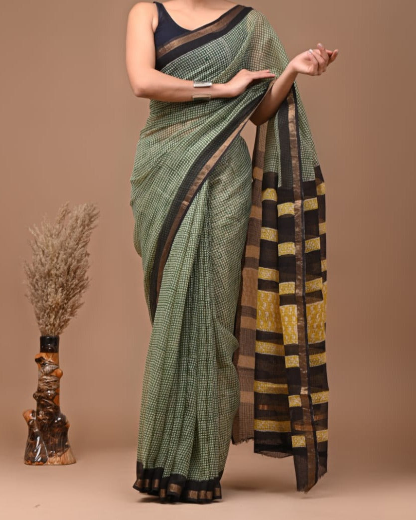 Rama | block printed by hand on Kota Doria cotton sarees