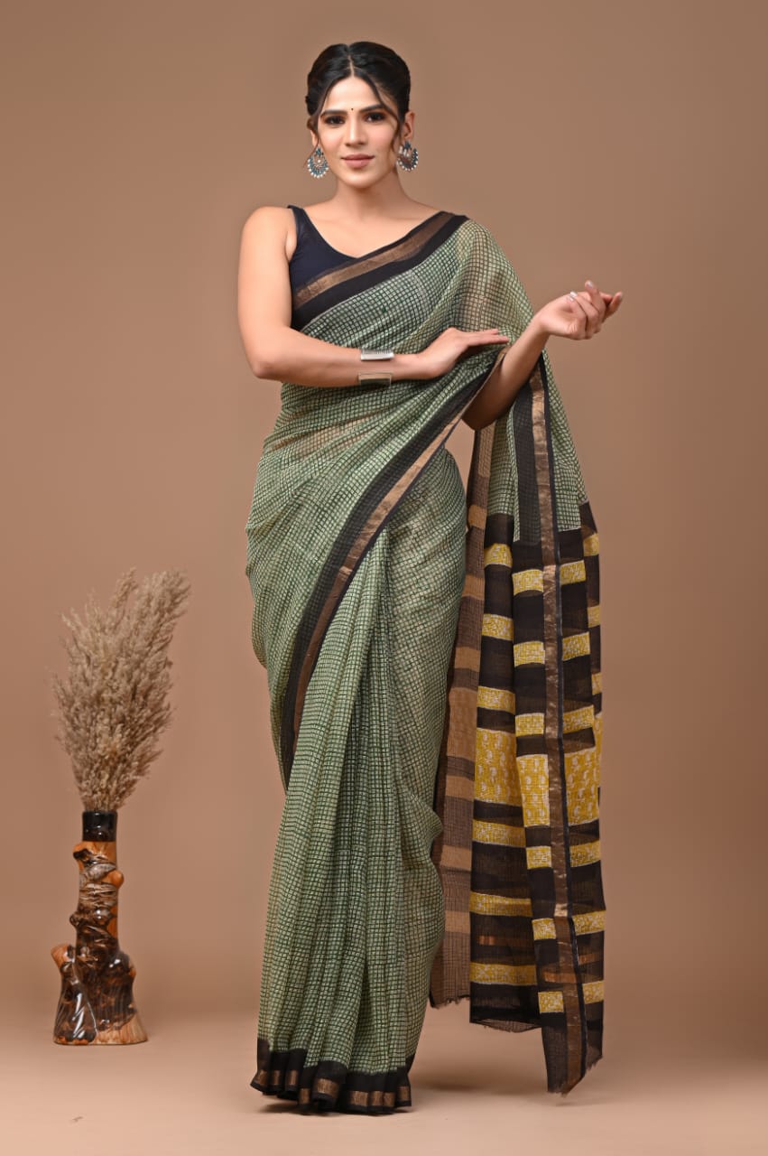 Mugdha | Kota Doriya Saree with Bagru Prints