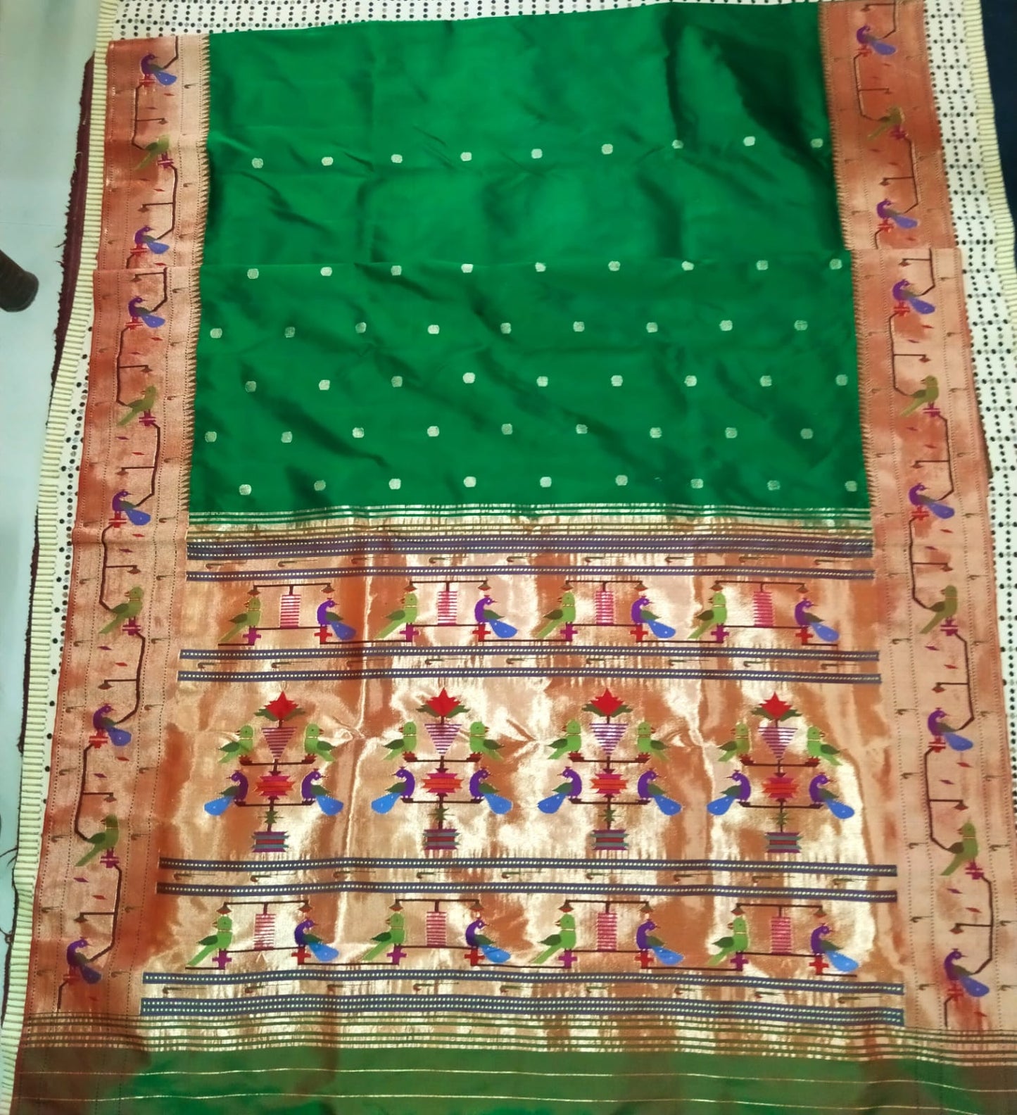 Mira | Peacock Parrot Brocade Paithani Silk Saree