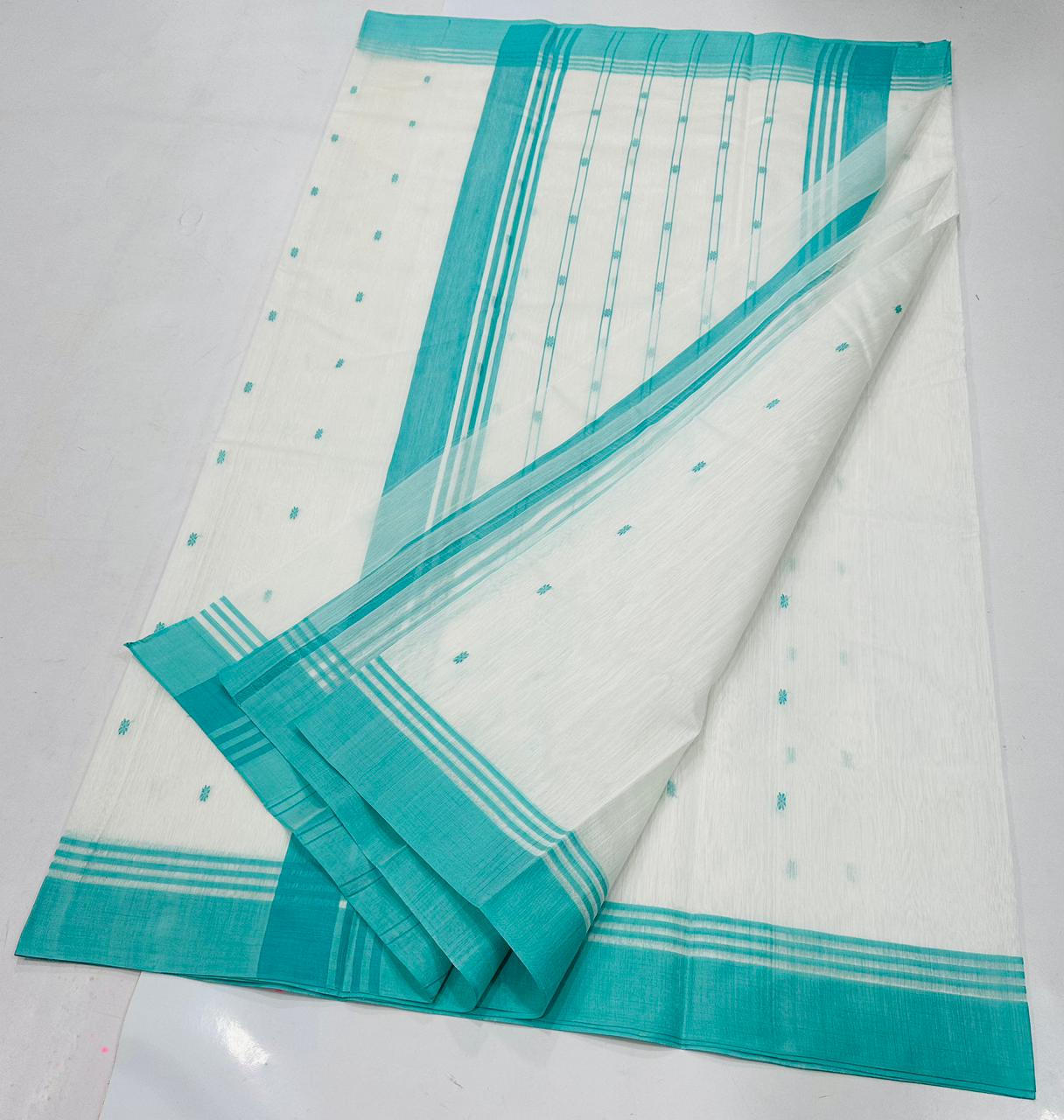 Geetika | Chanderi cotton | white with mint green