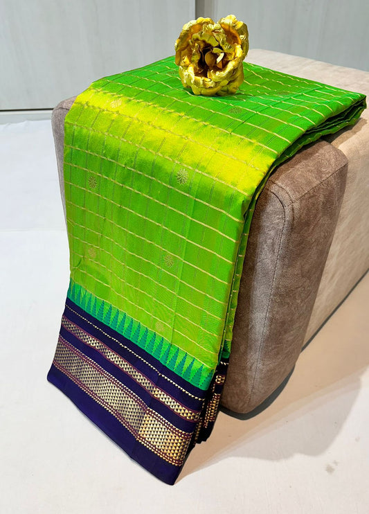 Aanya | Irkal Pure Silk Saree in Light green color