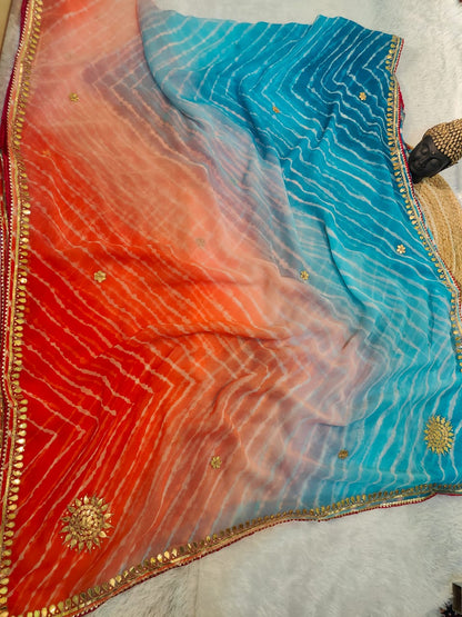 Ranjeeta | Chiffon Georgette Saree with Hand Gota Patti Work