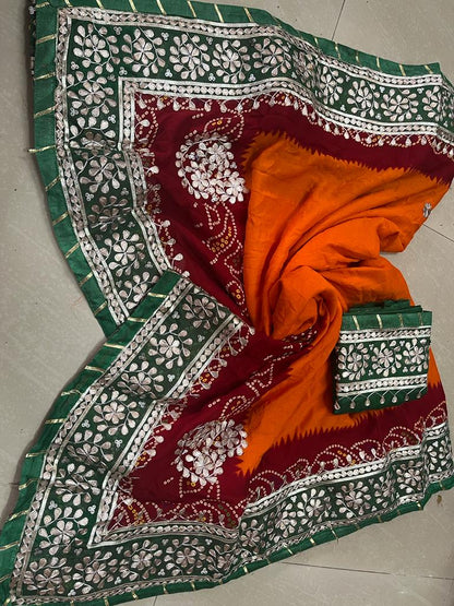 Bhavana-Pila Chunari on Moss Fabric