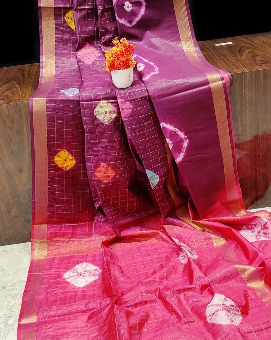 Amaira | BHAGALPURI SILK SAREE WITH BEAUTIFUL BANDHANI SIBORI