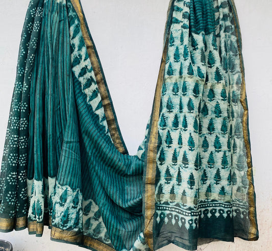 Avani | Block printed Maheshwari Silk Saree