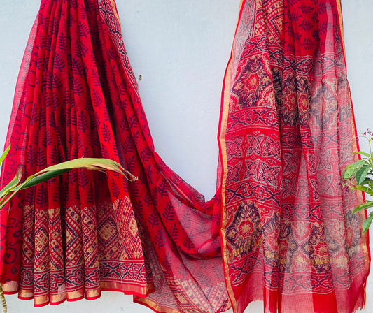 Monisha | Kota Doriya Saree with Bagru Prints