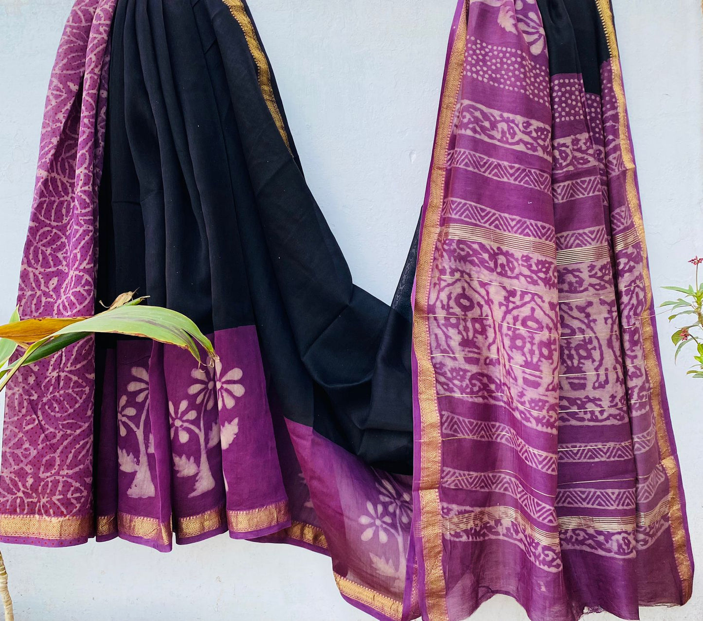 Chandrika | Block printed Maheshwari Silk Saree