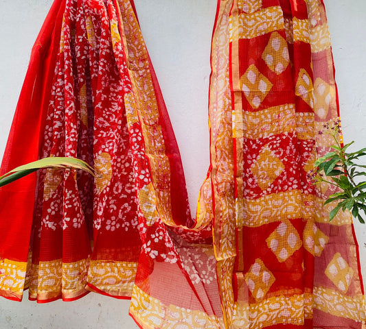 Savi | block printed by hand on Kota Doria cotton sarees