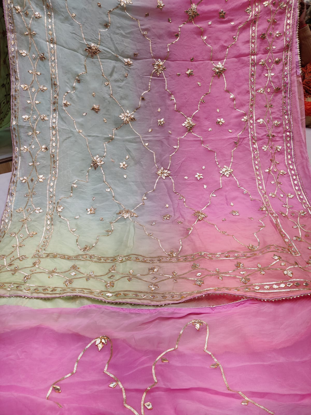 Dalaja | Pure organza and hand kachha gota saree