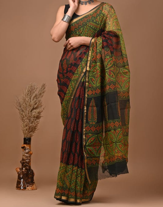 Aakanshi | block printed by hand on Kota Doria cotton sarees