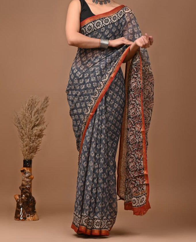 Aakanshi | block printed by hand on Kota Doria cotton sarees