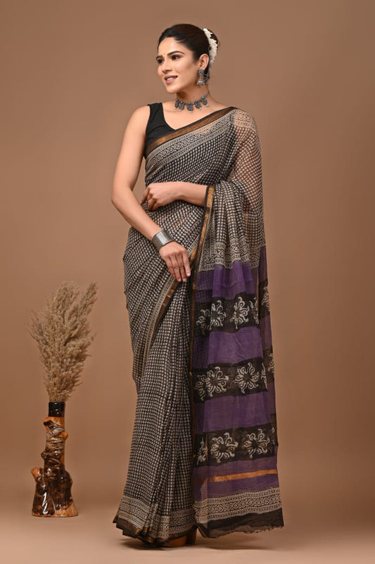 Navaneet | Kota Doriya Saree with Bagru Prints