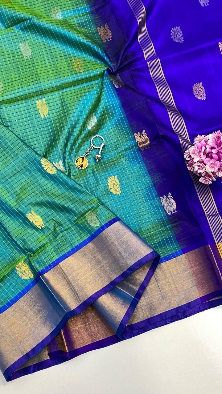 Ojasvi | UPPADA CHECKS WITH TOPI BUTTA SAREES