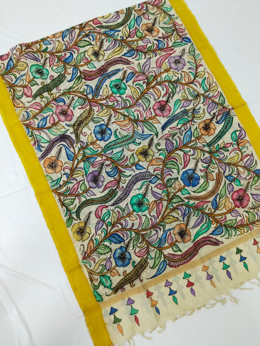Sharmila | Mangalagiri cotton pen kalamkari hand painted Duppattas
