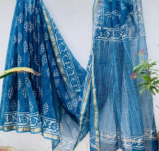 Merle | Kota Doriya Saree with Bagru Prints