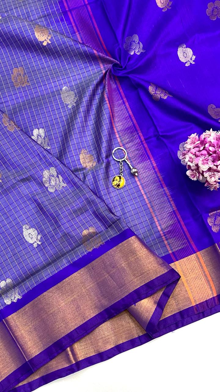 Qushi | UPPADA CHECKS WITH TOPI BUTTA SAREES