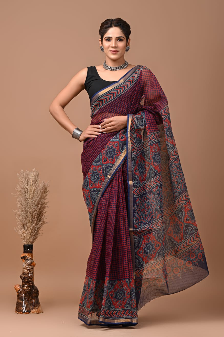 Mumaith | Kota Doriya Saree with Bagru Prints