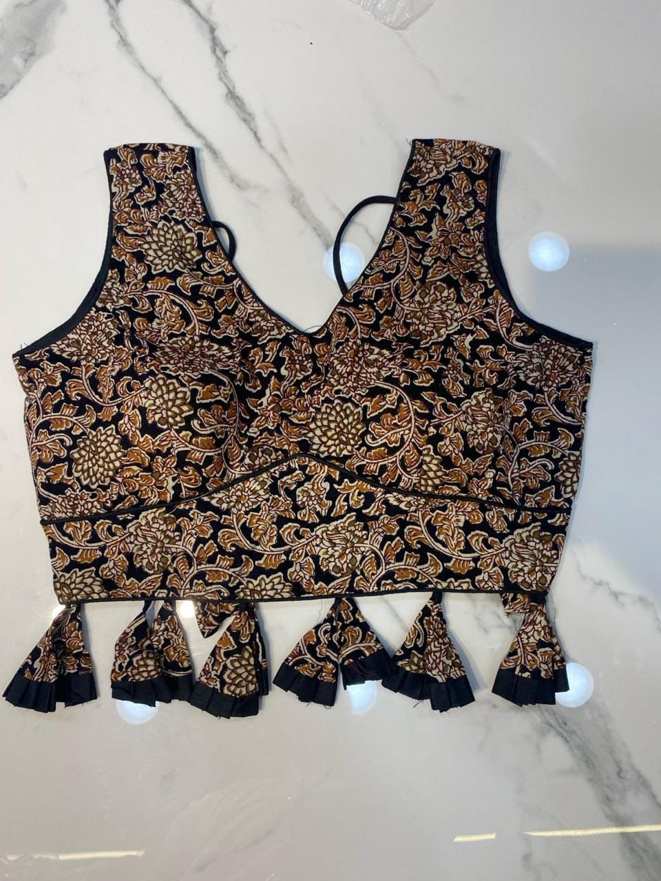 Charvi | Ajrakh Block Print Blouses With Tassels