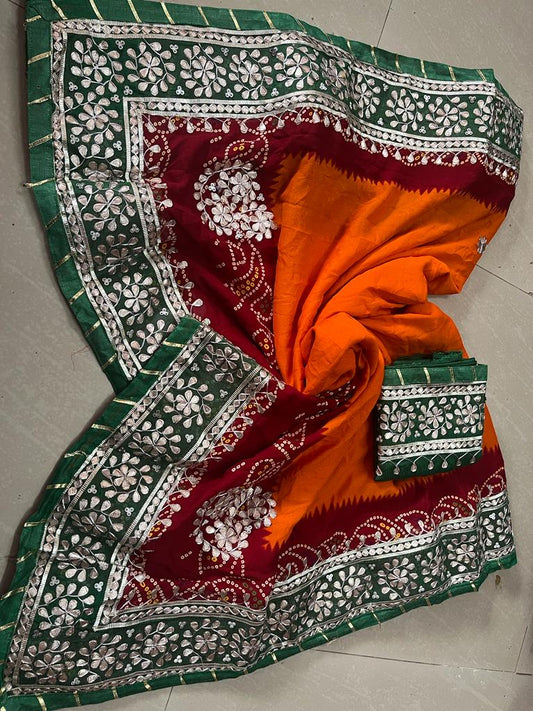 Bhavana-Pila Chunari on Moss Fabric
