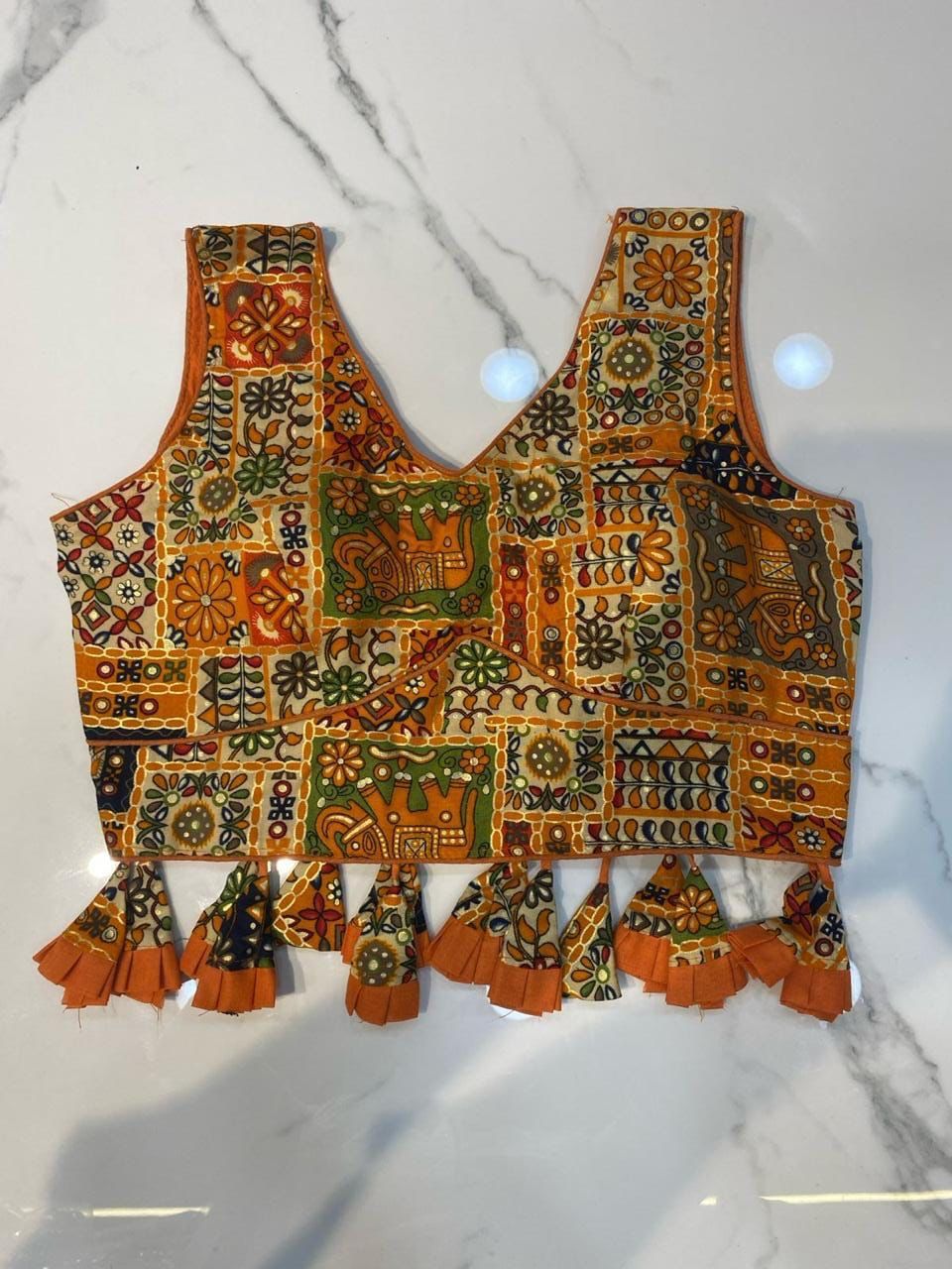 Aarna | Ajrakh Block Print Blouses With Tassels