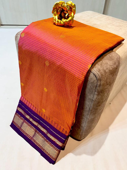 Amara | Irkal Pure Silk Saree in Gold  color