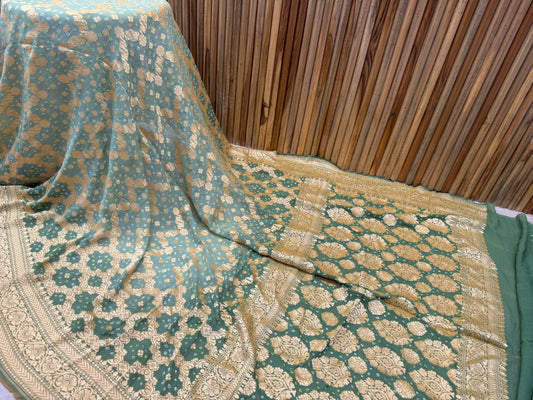 Kirti | Pure Banarasi Georgette Neem Zari Bandhej Sarees