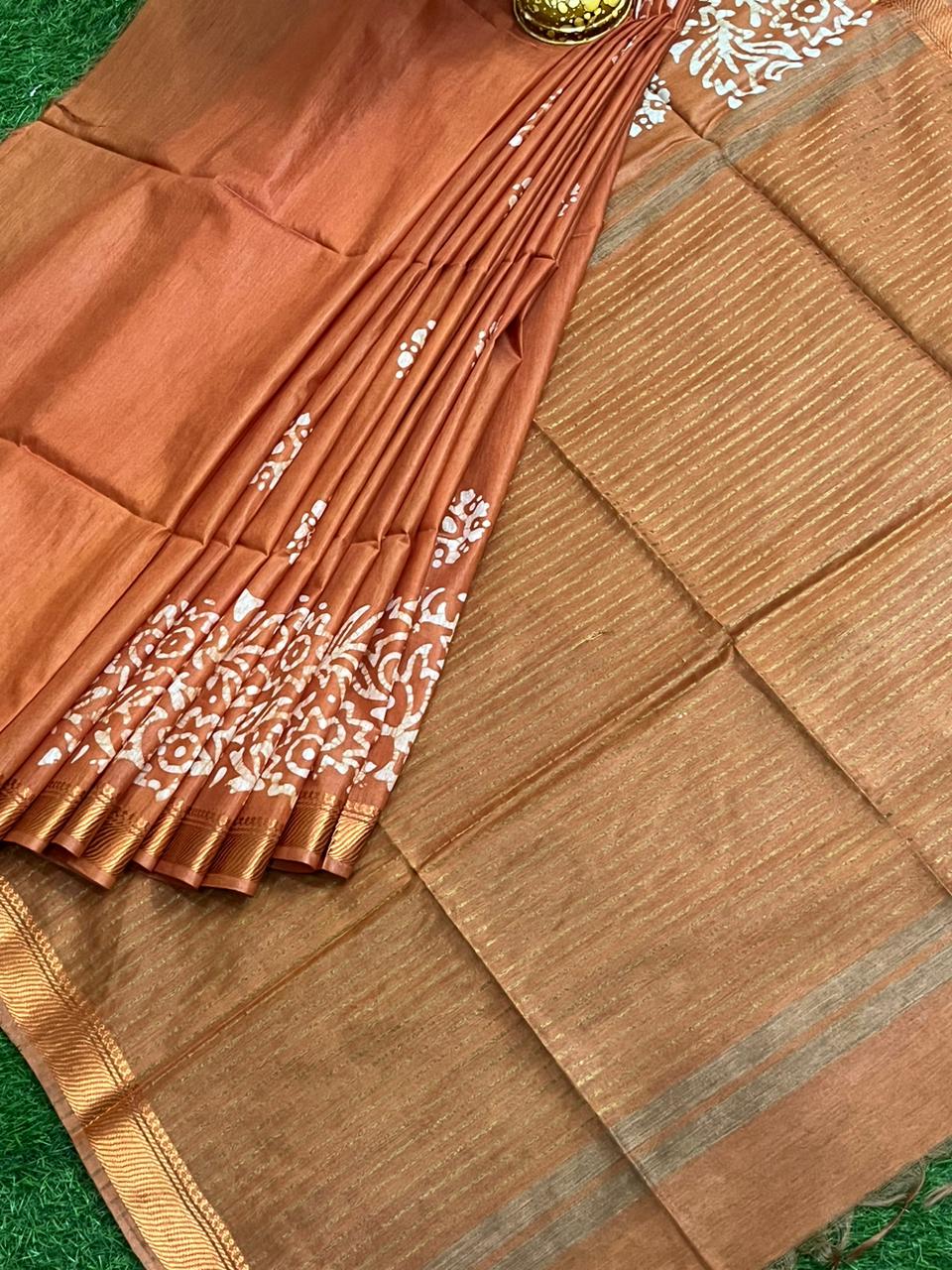 Nimrat | KOTA STAPLE BANARSI BORDER SILK SAREE WITH BATIK PRINT