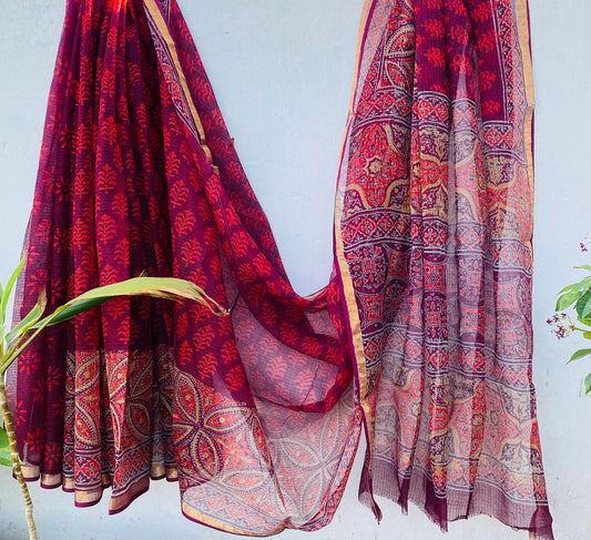 Ria | block printed by hand on Kota Doria cotton sarees