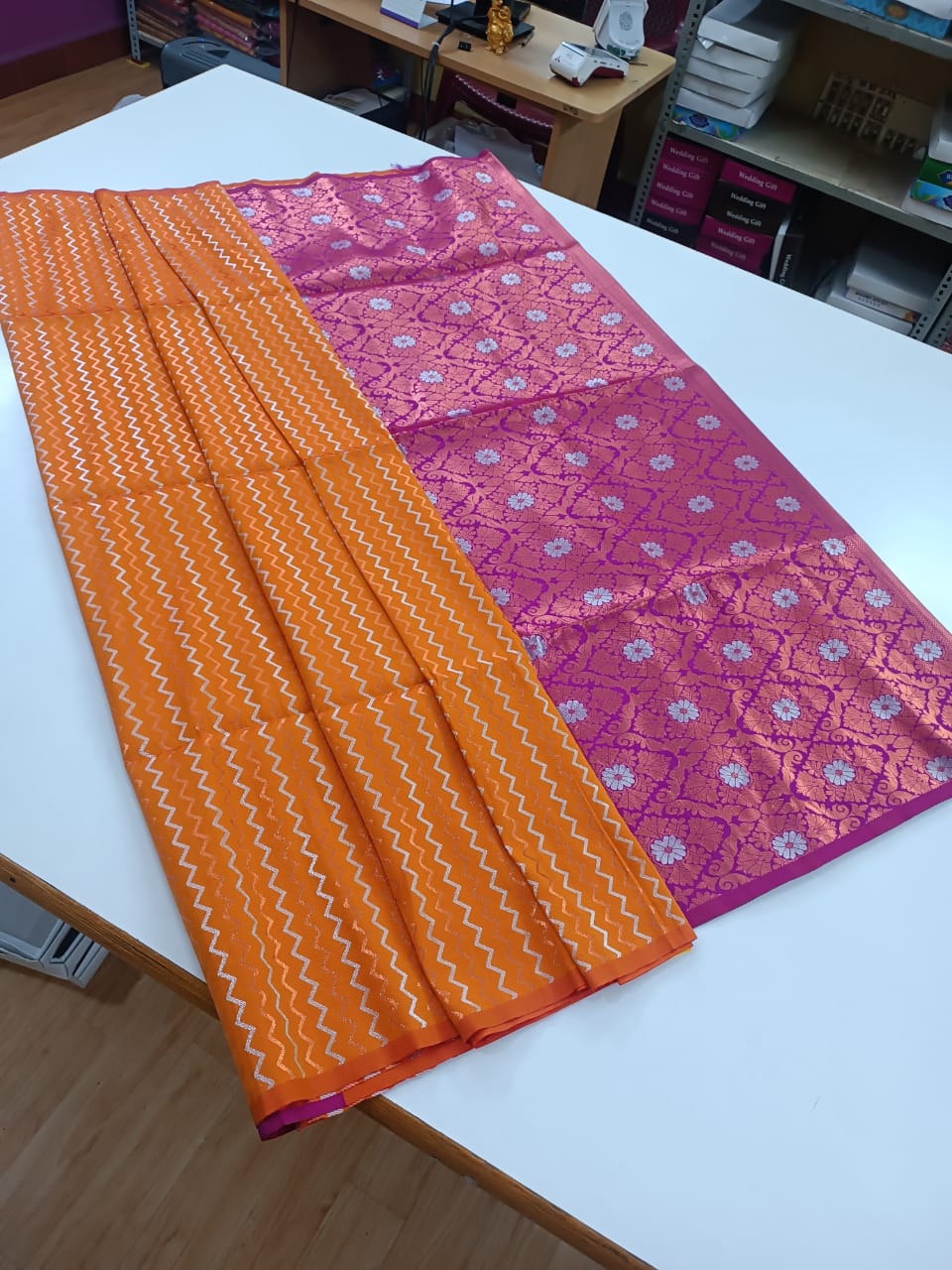 Navi | Soft Silk Saree with Zari Lines