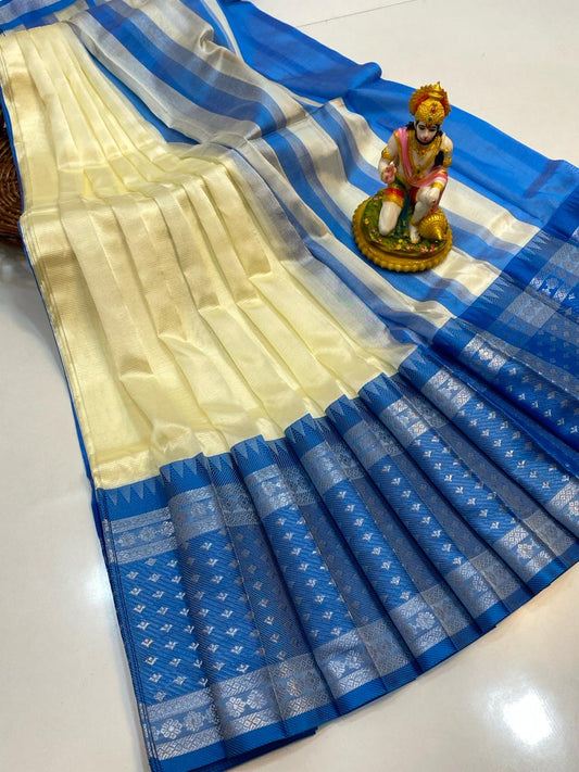 Lajita| MANGALAGIRI COTTON BY PATTU PLAIN BODY WITH BORDER BUTTA SAREES