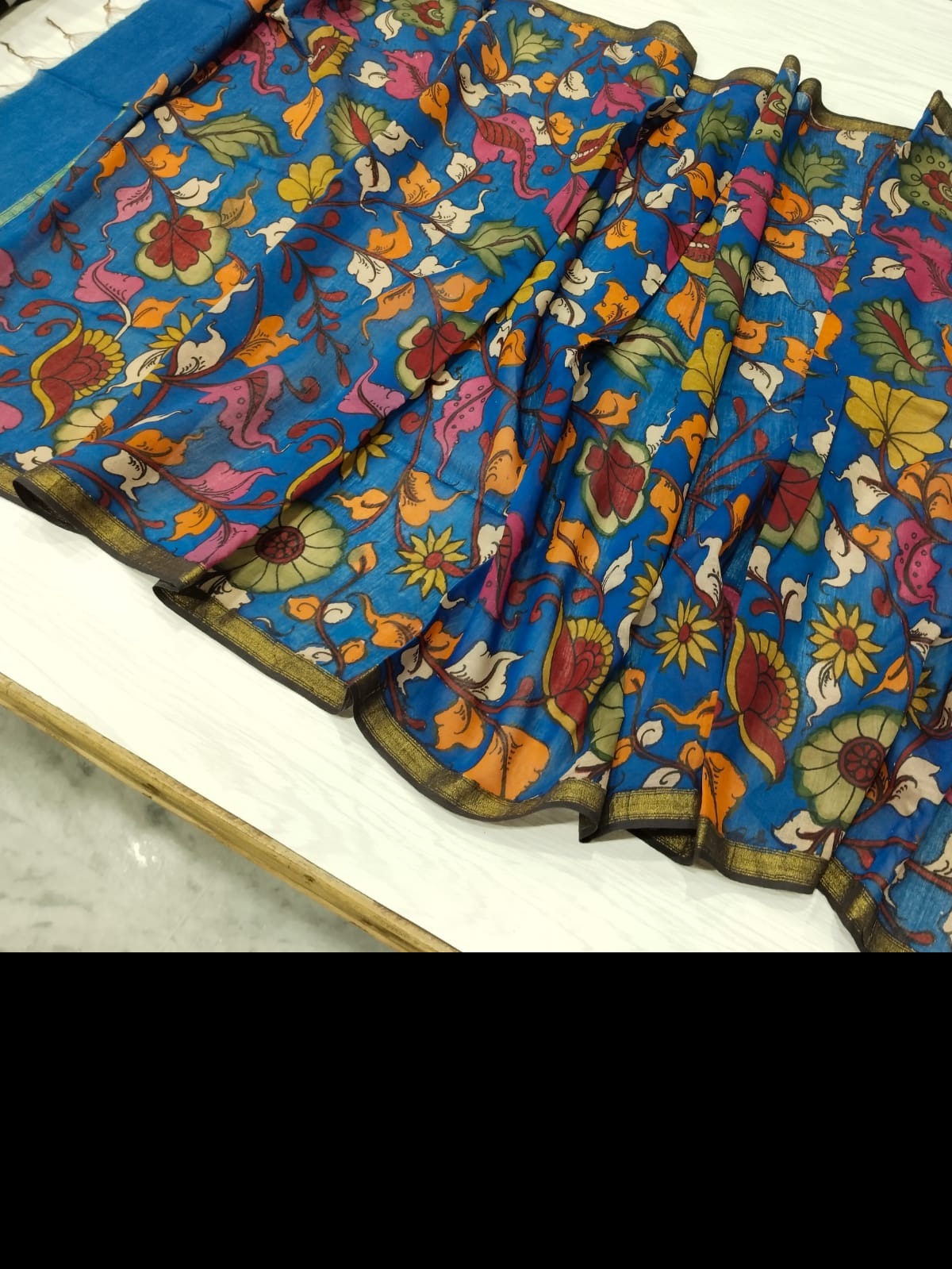 Eiravati | Maheshwari silk dupatta traditional art pen kalamkari hand painted duppatta