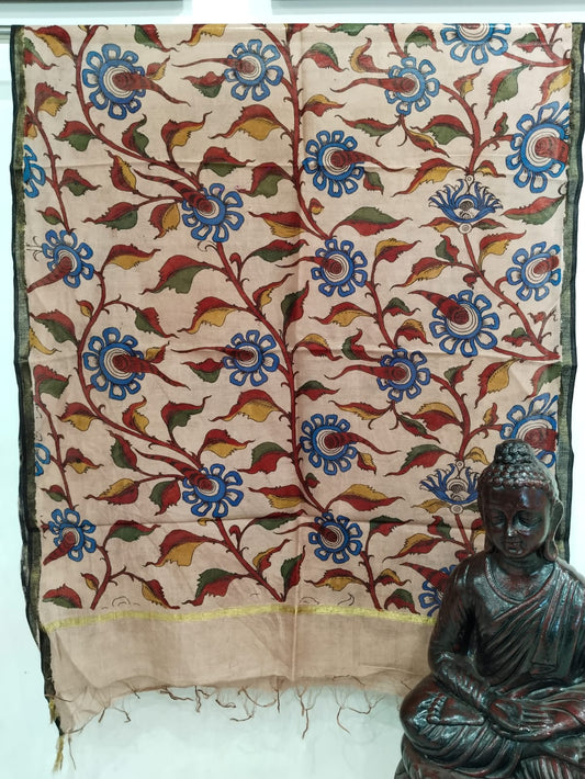 Dayita | Maheshwari silk dupatta traditional art pen kalamkari hand painted duppatta