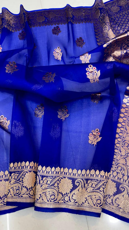 Ansh |  handloom kora organza silk benarasee saree